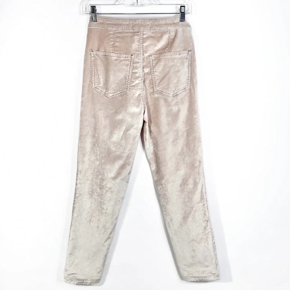 Free People Velvet Champagne Cream High Waist Cropped Skinny Pants Size 26, 2 - Picture 3 of 11